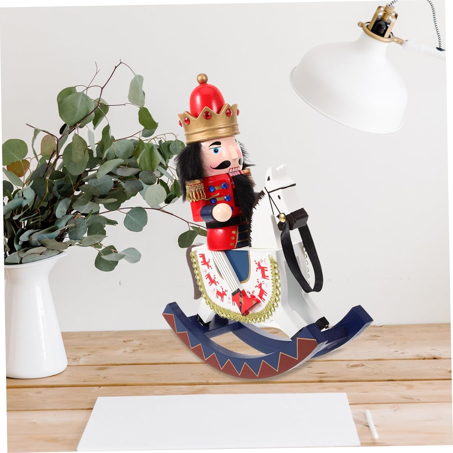 Zerodeko Wooden Nutcracker King Figurine Christmas Decoration with Intricate Craftsmanship Festive Xmas Nutcracker Ornament for Tabletop Shelves and Holiday Home Decor