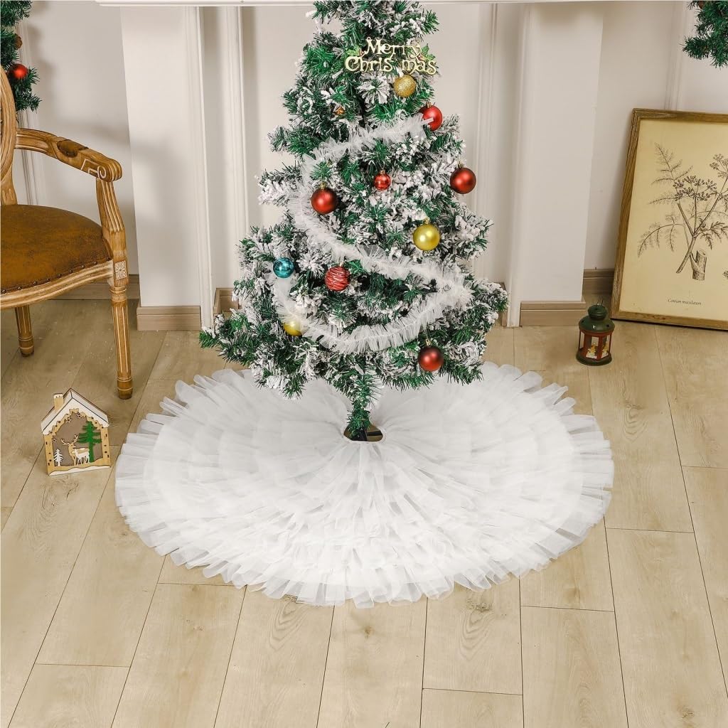 wedding dress christmas tree skirt Amazon.com: Tree Skirt Christmas Christmas Tree Skirt White Mesh Pleated Skirt  Christmas Tree Skirt Wedding Dress Skirt Christmas Supplies Christmas Skirt  Tree(90cm) : Home & Kitchen