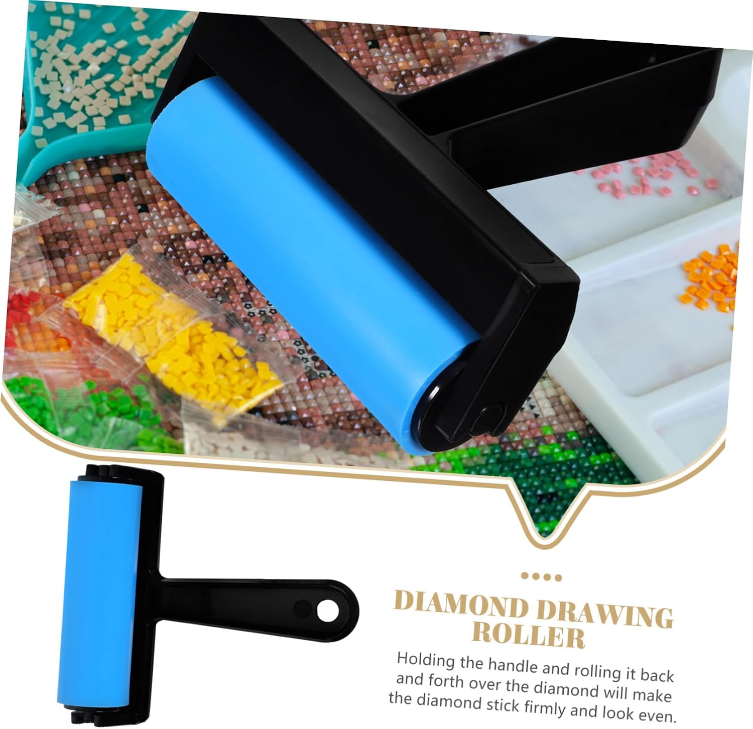 COOLHIYA Diamond Drawing Roller Blue Plastic Art Craft Printmaking Tool for DIY Supply Smooth Ink and Glue Spreader for Diamond Coating Projects and Easy to Use
