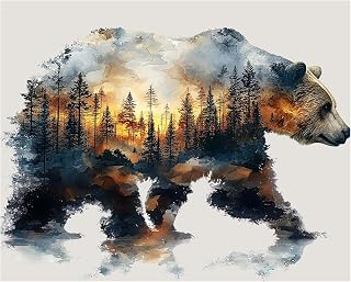 xcemhil Bear Paint by Numbers Kit for Adults, Bear Painting by Numbers, Adult Paint by Number Kits Suitable for Gifts and Interior Decor 16x20 Inch