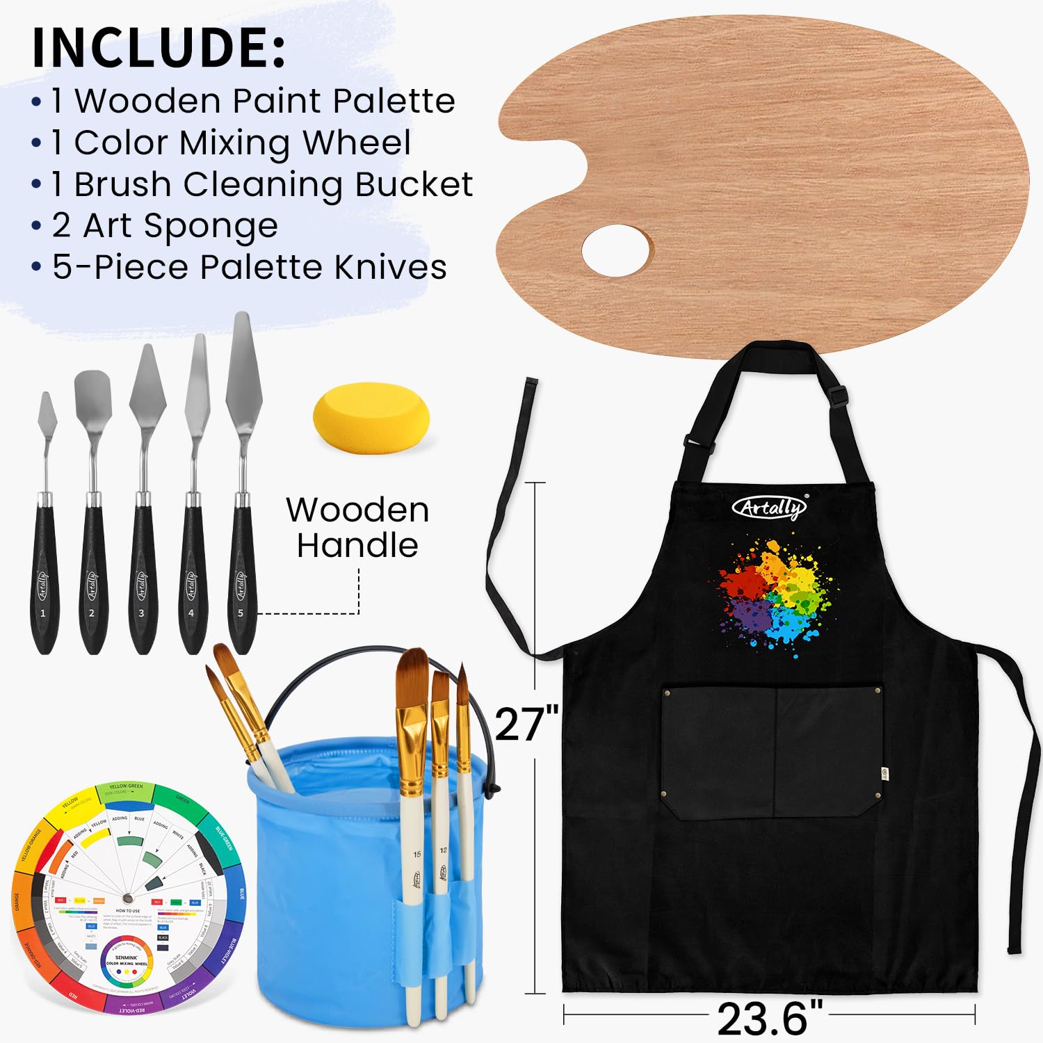 Kit de pintura acrílica de 86 piezas con caballete de mesa, juego de pintura acrílica de 48 colores, juego de pinceles y estuche, lavabo de pincel y delantal de arte, juego completo de pintura para