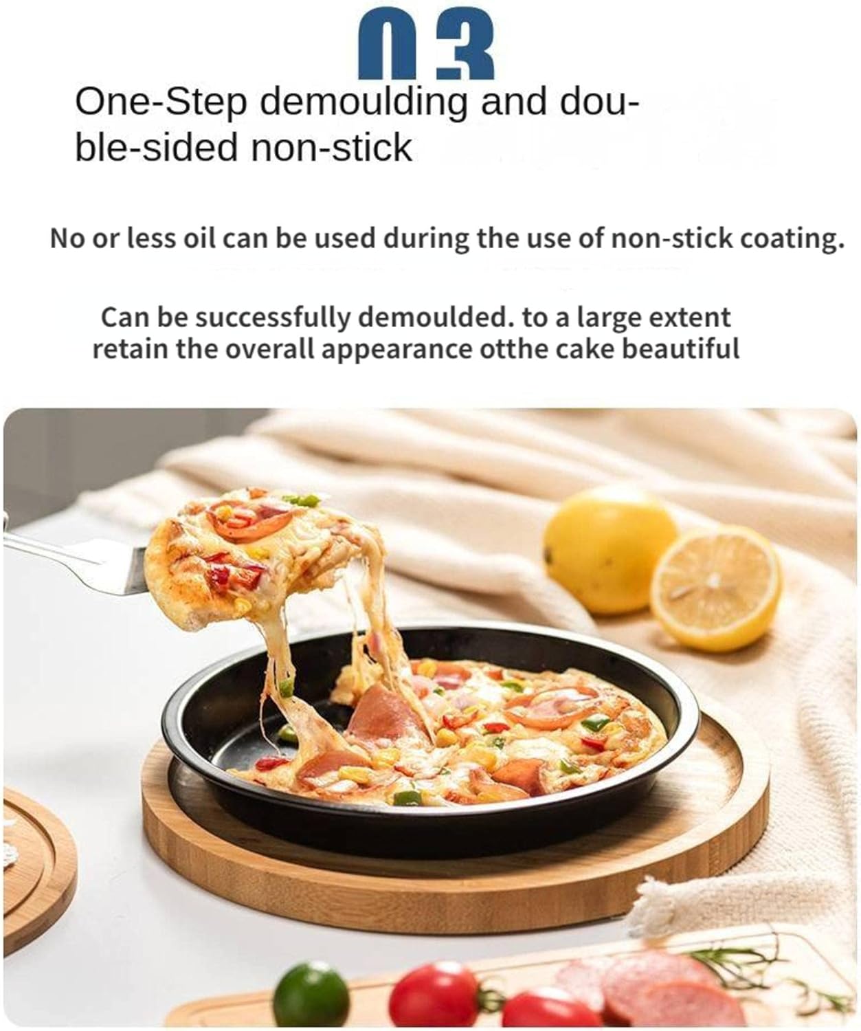 3-Pack Pizza Plate Set Baking Suit (8-Inch, 9-Inch, 10-Inch) Carbon Steel Non-Stick Kitchenware Baking Dish Round Pizza Plate Pizza Tray