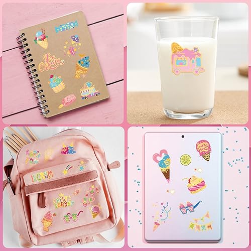 Miniatura 5 de Tatuajes temporales de helado para niños, recuerdos de fiesta de verano, más de 80 estilos de tatuajes falsos metálicos para niños y niñas,