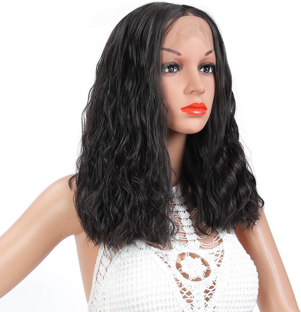 YanT HAIR Synthetic Lace Front Wigs For Women Wavy Bob Wig 14-15 inches Natural Hairline Brown Color, 14 inch - Image 5