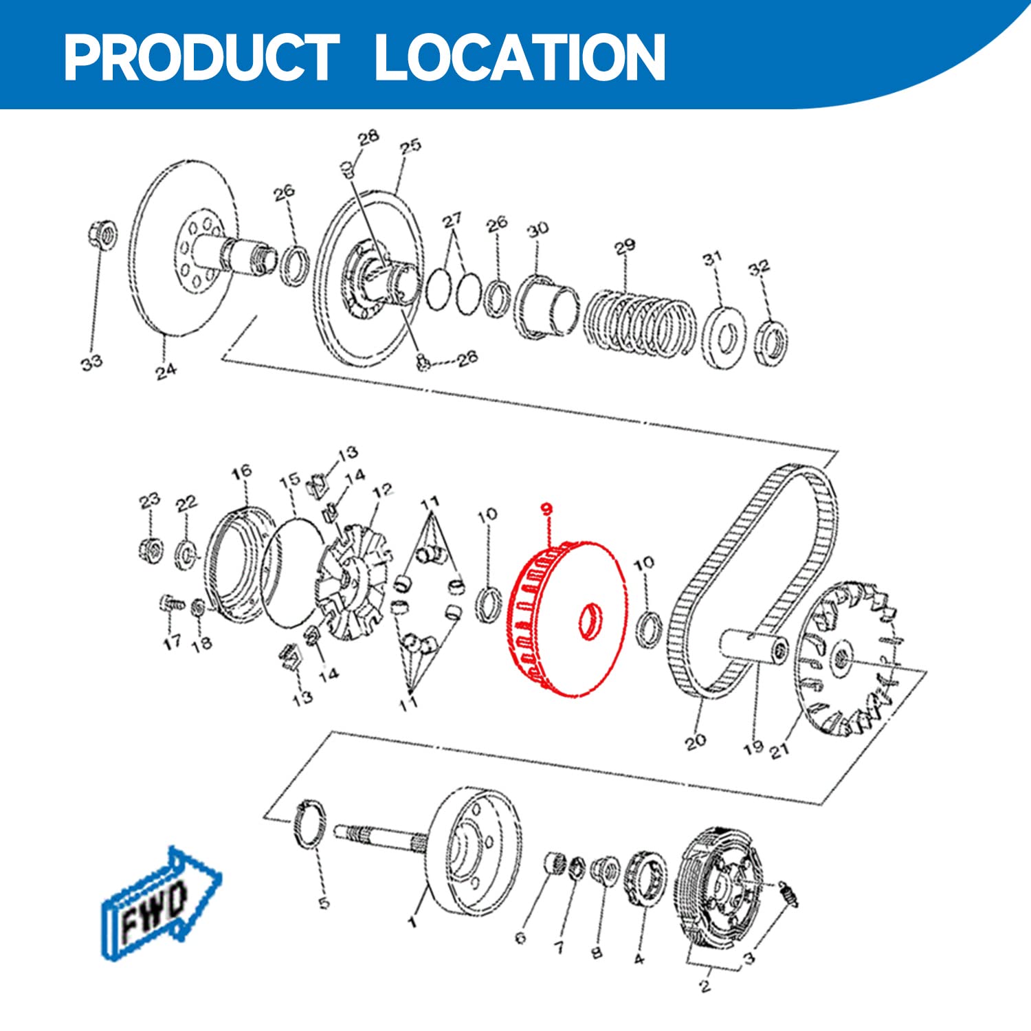 For 2007-2020 Yamaha Grizzly 700 YFM700 Primary Clutch Sliding - Foto 9
