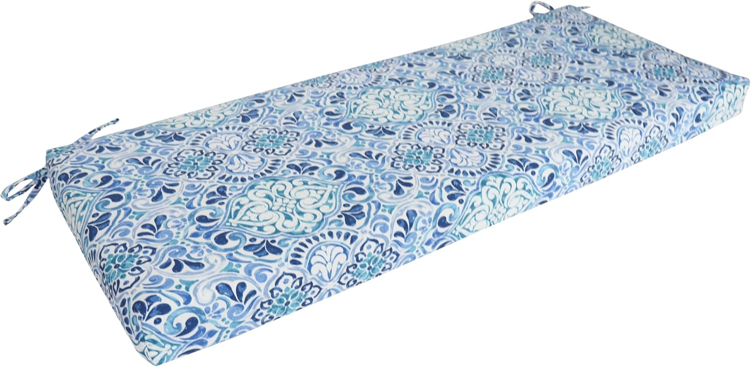 Blazing Needles Outdoor Bench Cushion, 54" x 19", Fiorella Baltic