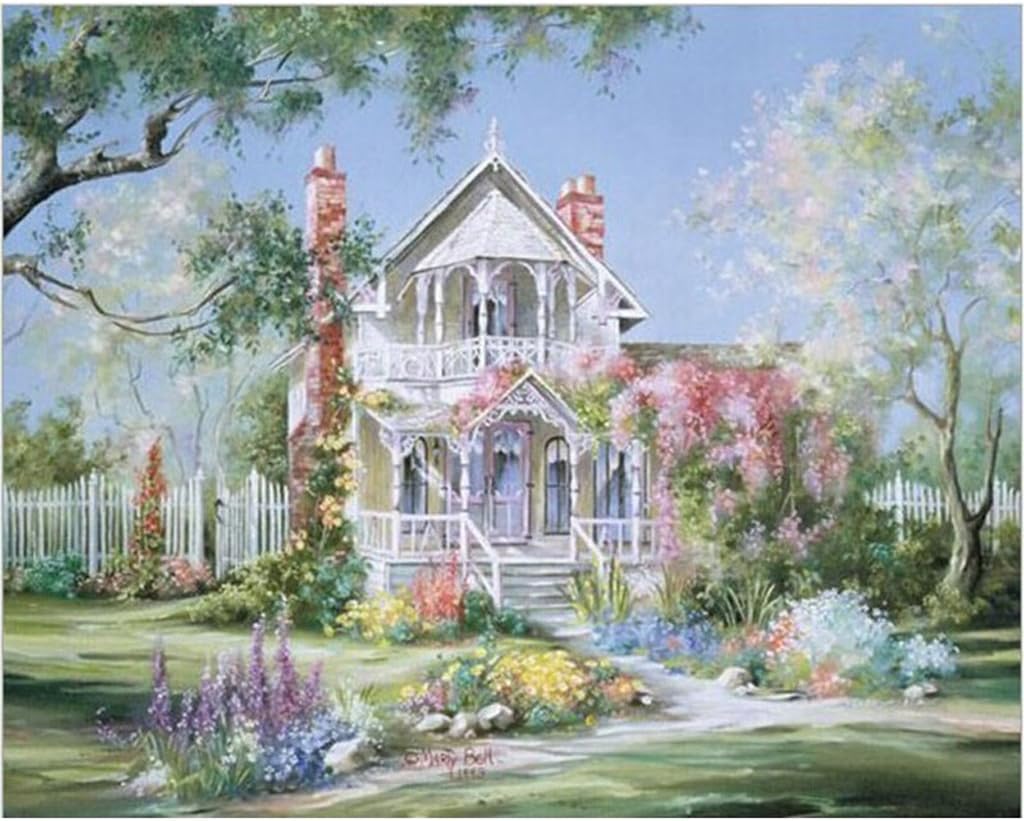 qianber DIY Paint By Numbers Kit Digital Oil Painting Canvas Romantic Garden Home Decor