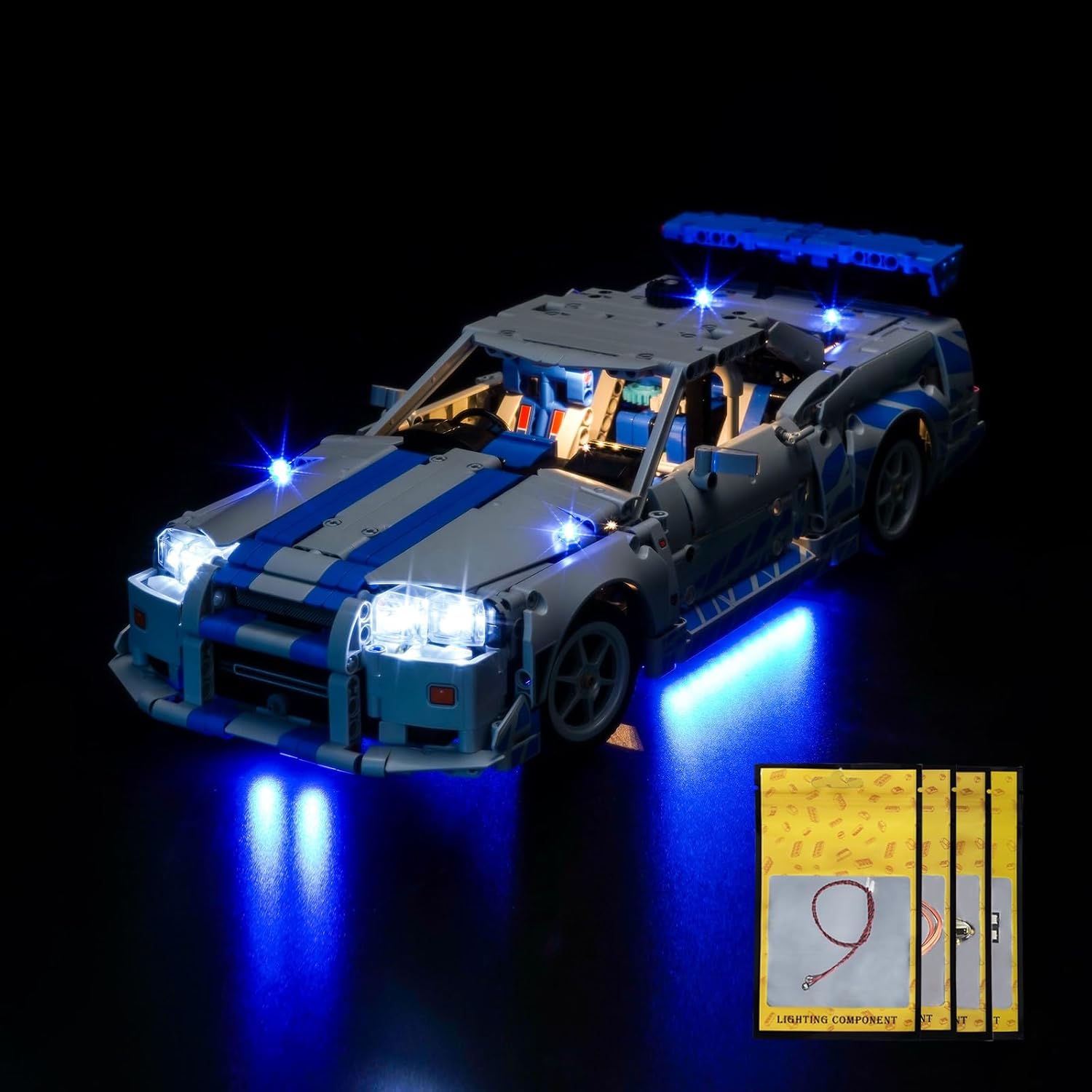 LED Lighting Compatible with Lego 42210 2 Fast 2 Furious Nissan Skyline GT-R R34,RC Light Kit Compatible with Lego Car 42210, NOT Included The Model Set - JUST Lights