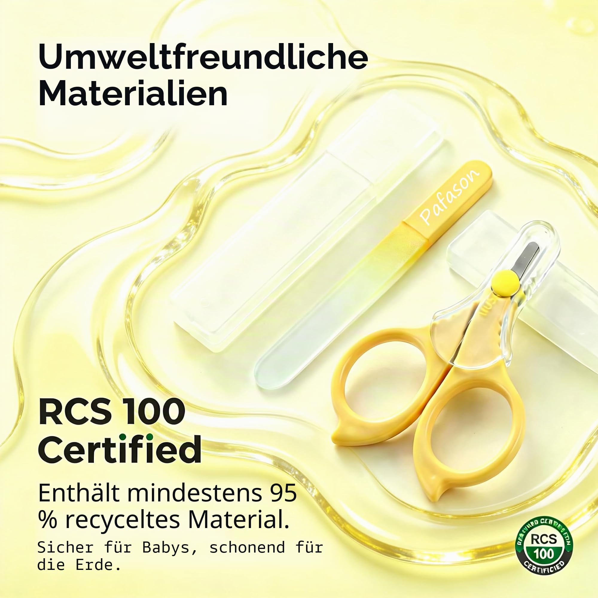 PAFASON Baby Rund Spitze Sicherheit Maniküre Nagel Schere und Baby Glas Nagel Feile Set, Rostfrei Stahl, Tschechisch Schwimmend Glas, Ideal für Säugling, Neugeborene, Babys Kleinkinder