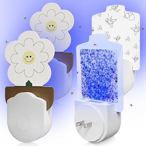 4 trampas para moscas de la fruta para interiores, trampa para insectos voladores, trampas para mosquitos para casa interior con luz UV no tóxica,