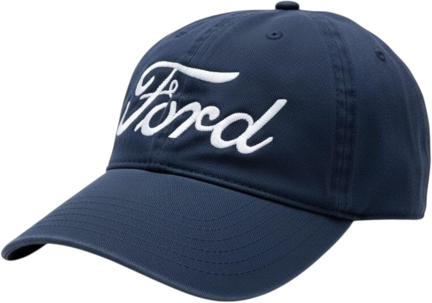 Ford Large Script Dad Hat - Navy Heavy Twill Baseball Cap with Buckle - Officially Licensed Ford Merchandise