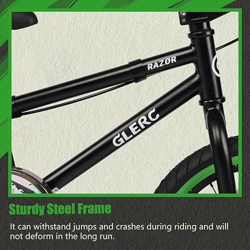 Miniatura 7 de Glerc Bicicleta para niños de 1 a 8 años, bicicleta para niños de 12 a 16 pulgadas, estilo BMX, con ruedas de entrenamiento, bicicleta para niños y