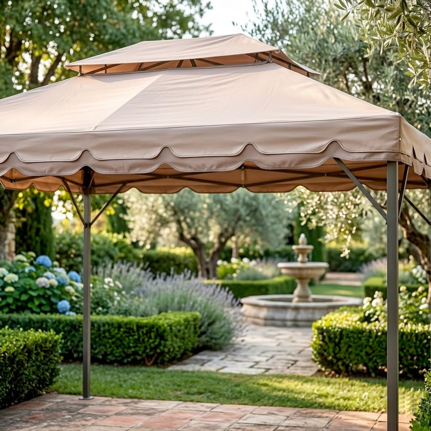 Telo Di Ricambio Per Gazebo 3x4 Metri Impermeabile In PVC Con Air Vent E Zanzariera Integrata Resistente A Sole Pioggia E Agenti Atmosferici Per Esterno Giardino Outdoor 300 x 400 Cm Beige