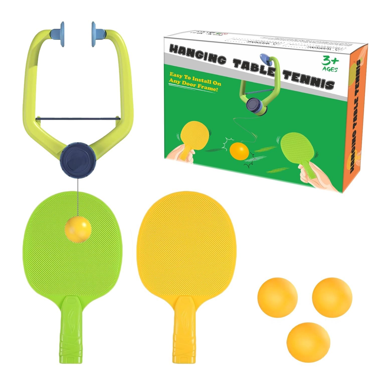 MANAKI ENTERPRISE Hanging Table Tennis Self Training Indoor Gaming 2 Racket & 3 Practice Ball Portable - Double Sparring Hanging Toys Parent Child Interaction Indoor Toys