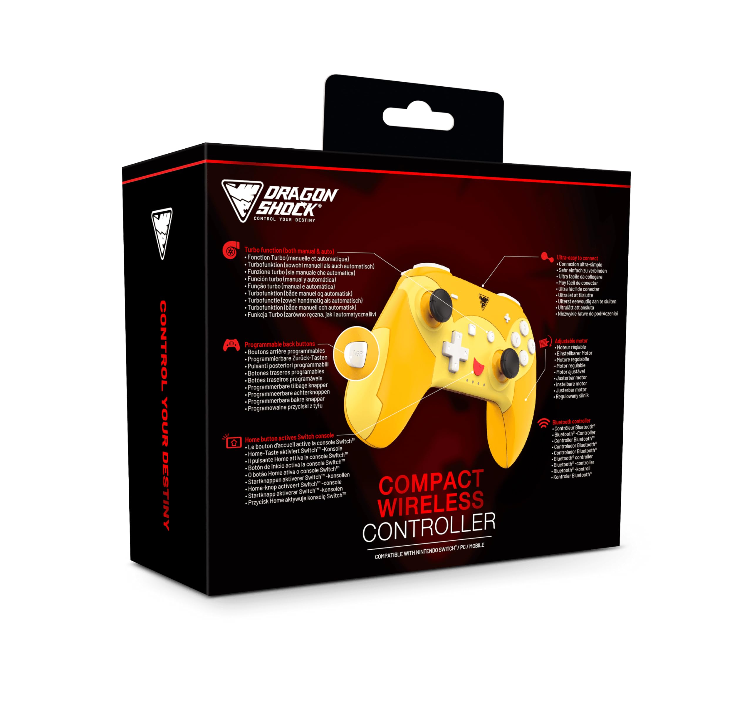 POPTOP COMPACT BT Manette Compacte sans Fil Bluetooth Pika Compatible Nintendo Switch, Switch Lite, Switch OLED