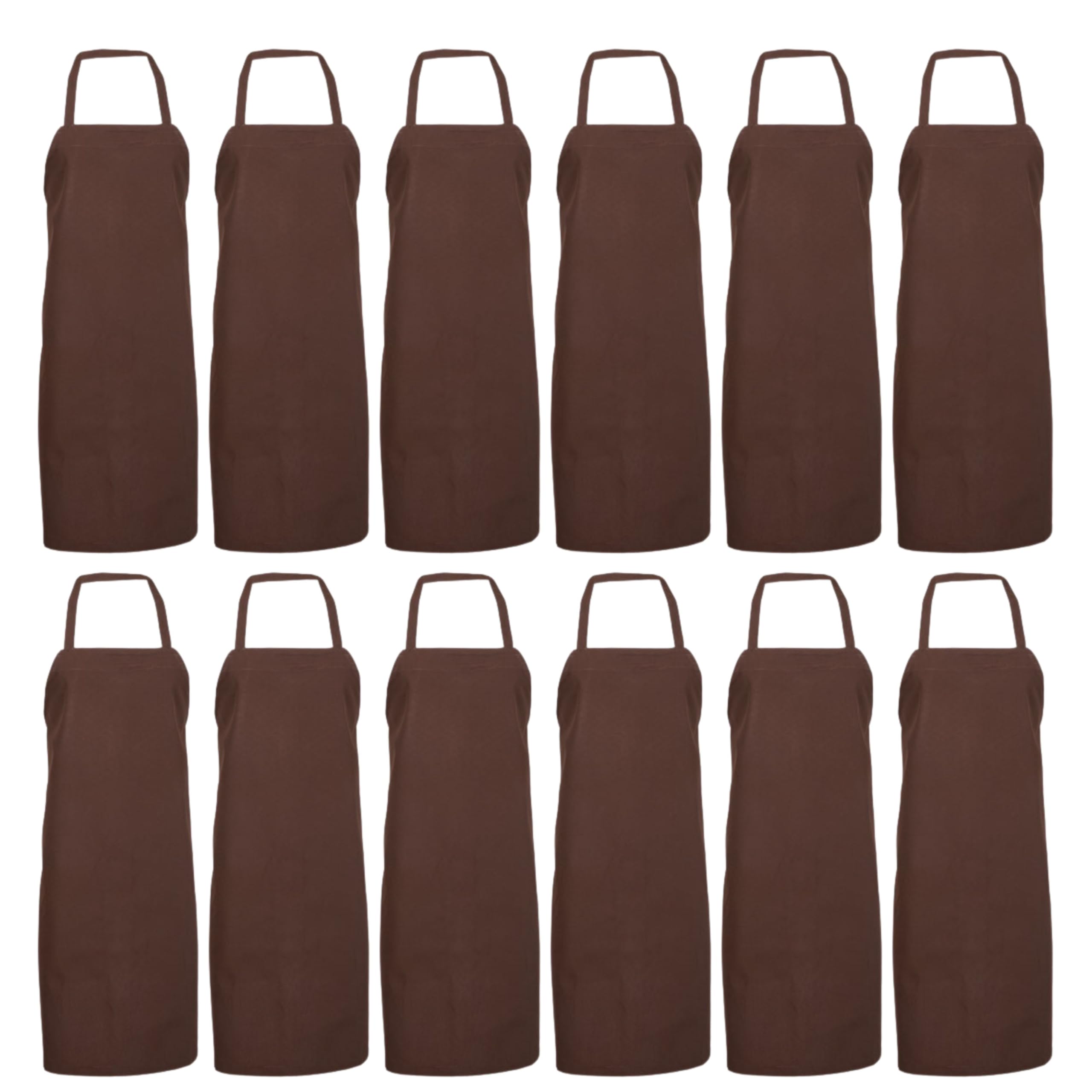 PINNACLE 12 Pack Large Cut Bib Apron w/Tubular Braid Ties A2300 - Brown