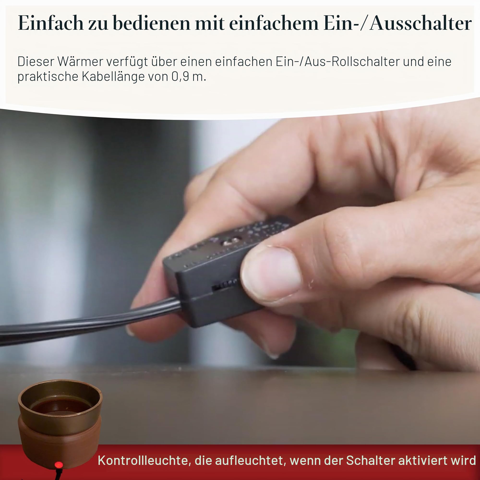 CANDLE WARMERS ETC 2-in-1 Kerzen- und Duftwärmer für Kerzen & Wachsschmelzen (Bronze/Walnuss) - sicherer, flammenfreier und langanhaltender Duft