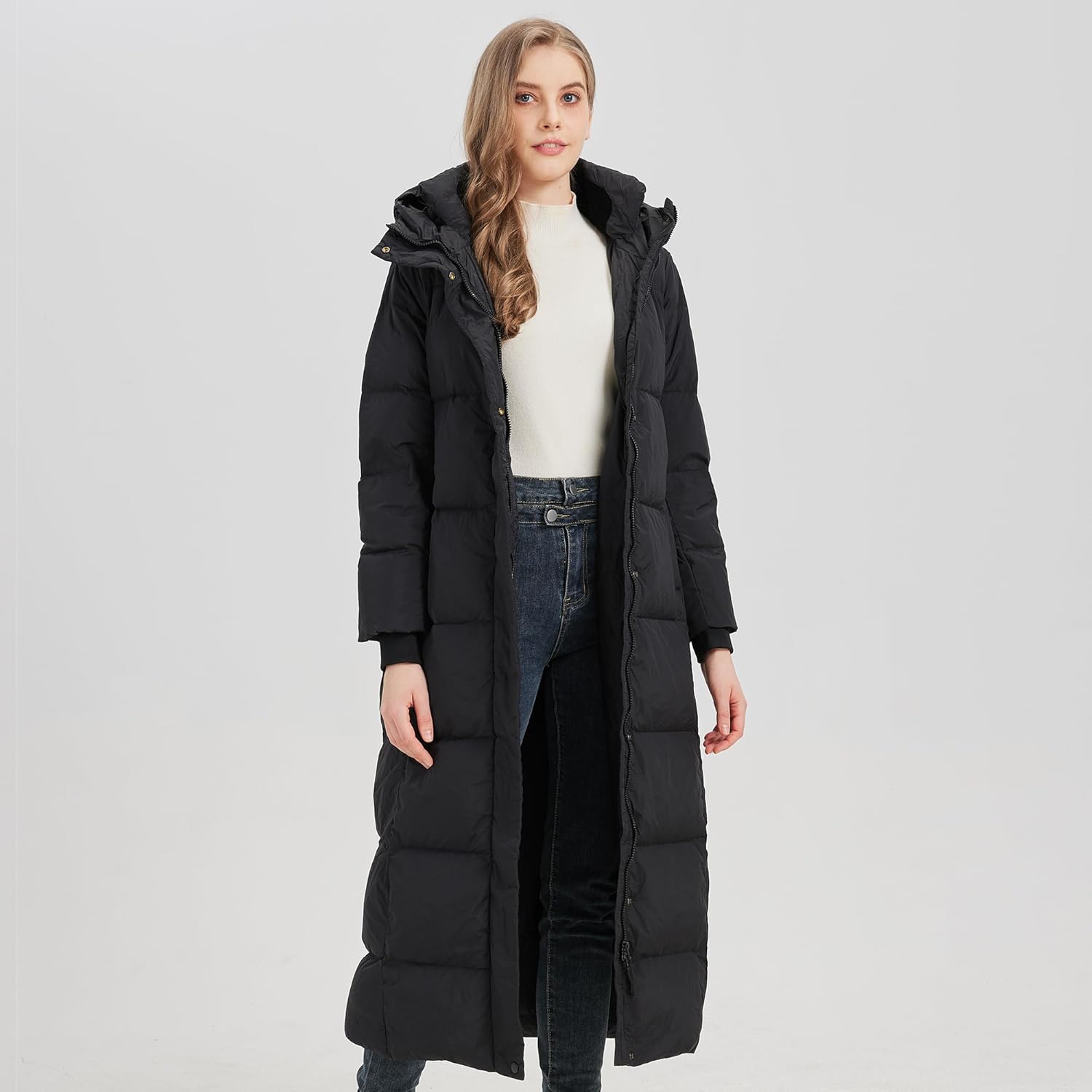 Women’s Thick Long Down Jacket Warm Hooded Winter Puffer Coat with Full-Length Coverage - Image 2