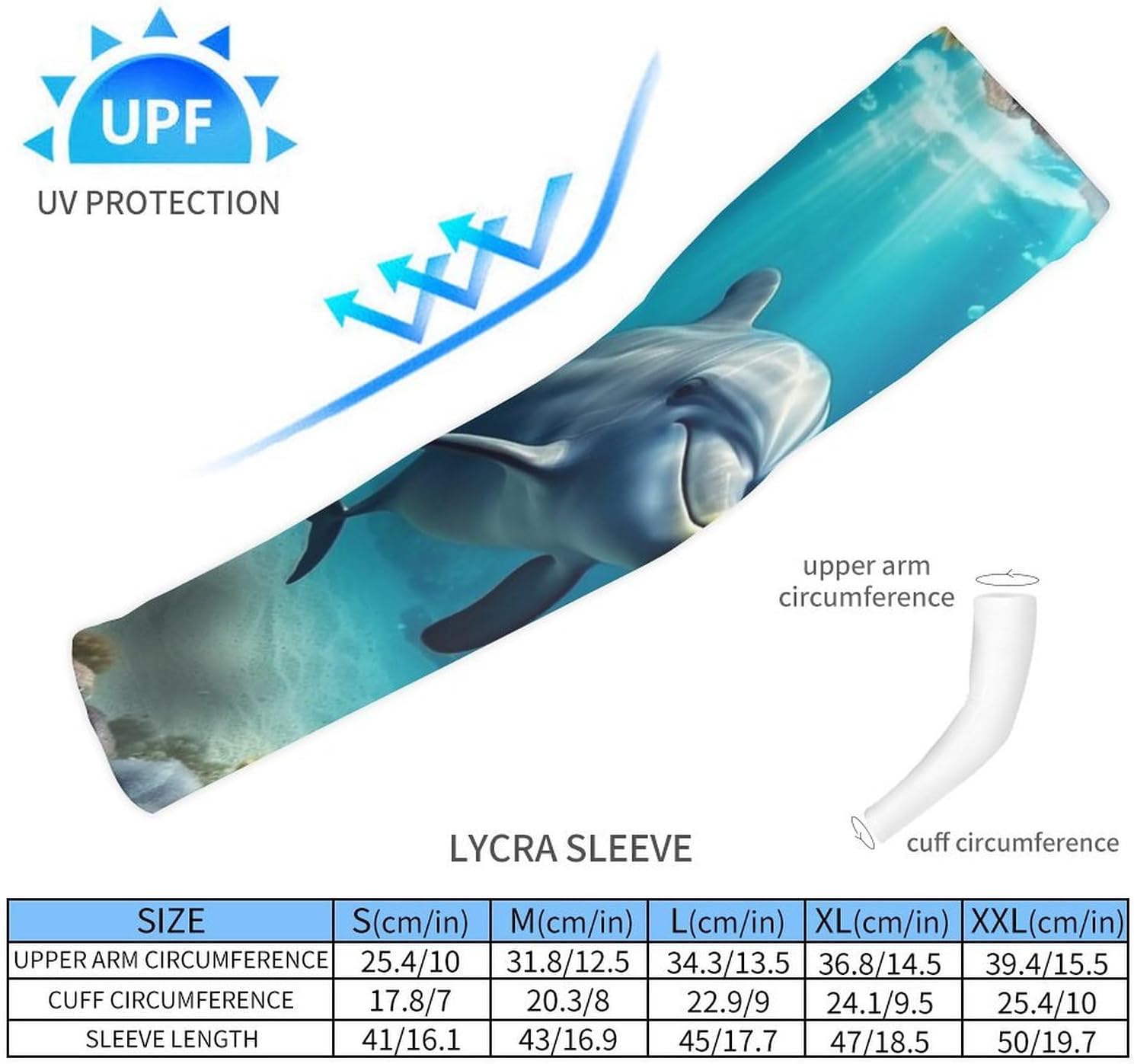 Cooling Arm Sleeves for Men Women Compression Arm Sleeve Underwater World Dolphin UV Sun Protection Arm Sleeves