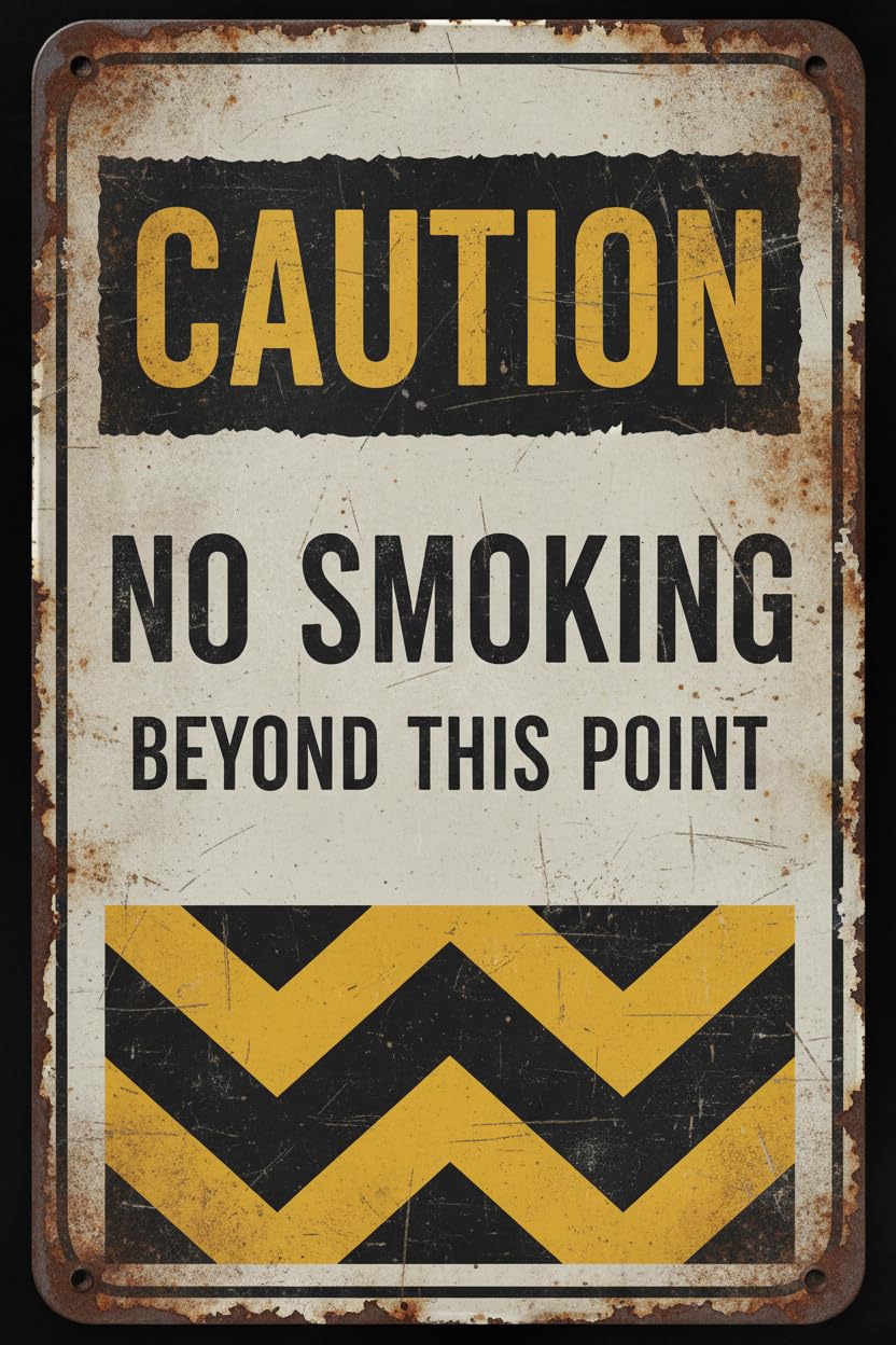 Caution No Smoking Beyond This Point Metal Sign 12"x8" Vintage Signs Aluminum Plates Printed