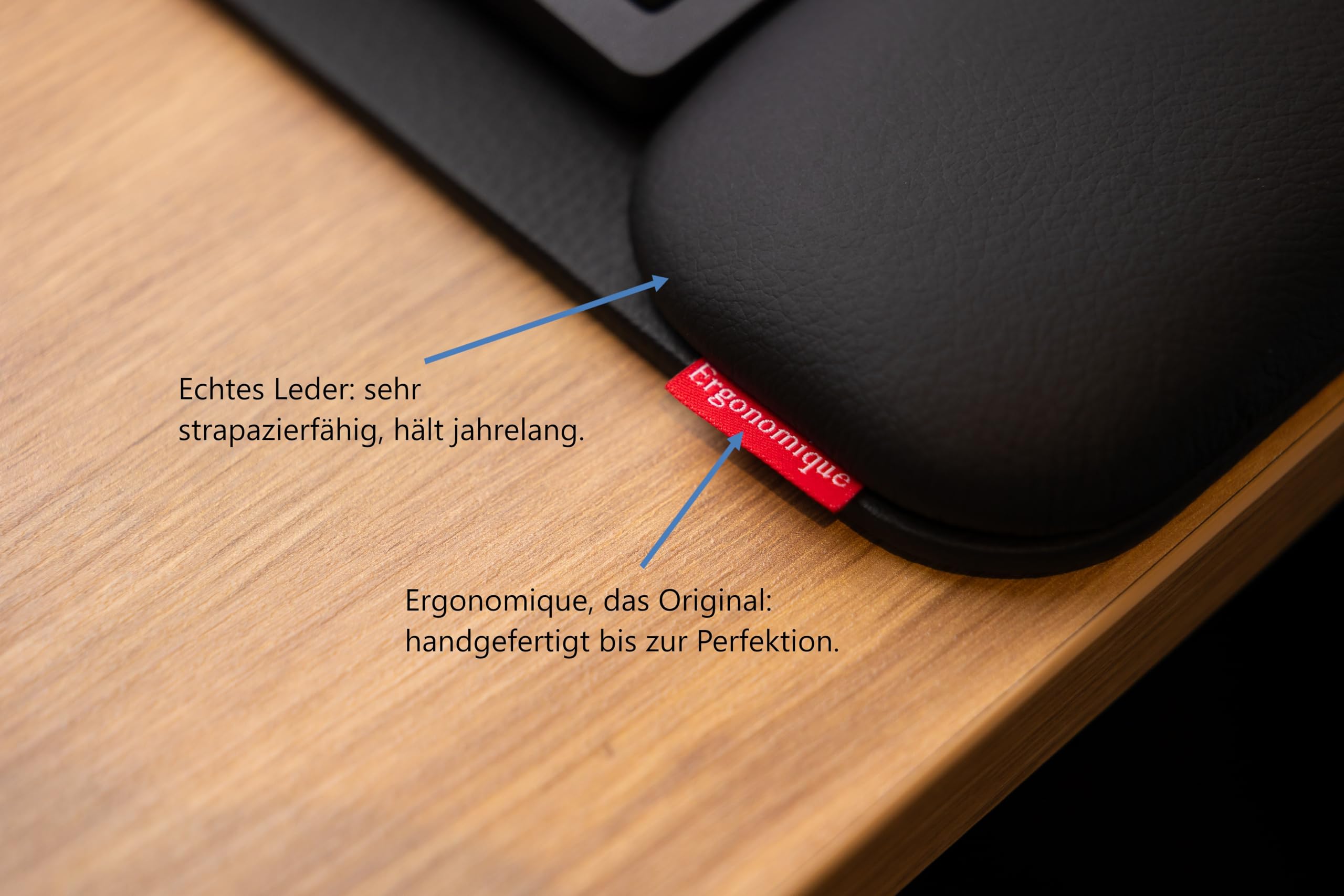 Handballenauflage Tastatur, Schwarz, 695 x 270 x 25 mm | Ergonomische Tastatur Handauflage, strapazierfähiges Leder, Für Büro/Zuhause,Leicht zu reinigen