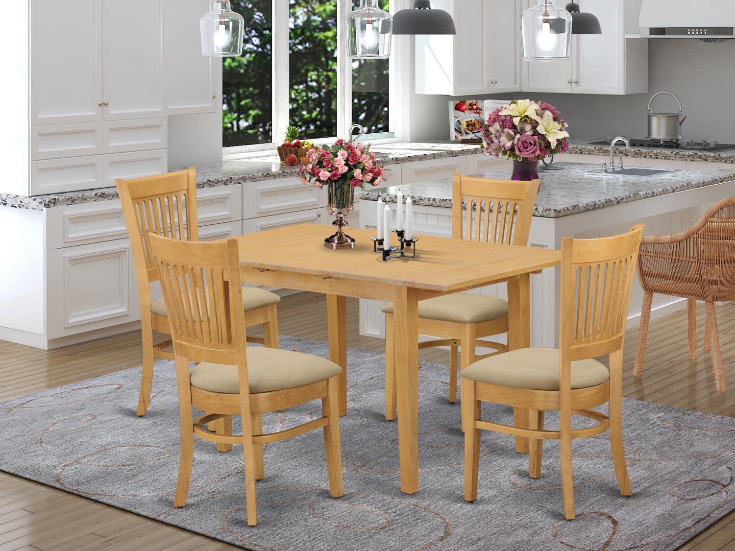 Amazon｜East West Furniture NOVA5-OAK-C ダイニングテーブル5点