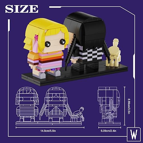 Miniatura 4 de Wednesday and Enid Wolf Girl - Juegos de construcción de figuras con pequeñas cosas, juguetes de televisión famosos, regalos de cumpleaños para