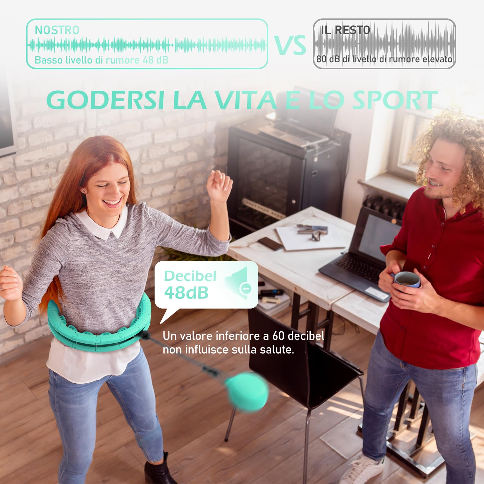 JLoibao Smart Hula Hoop Fitness Dimagrante 24 Collegamenti (132cm), Rimovibile, con Palla di Gravità Della Zampa del Gatto, Adatto per Dispositivi Sportivi Intelligenti da Donna