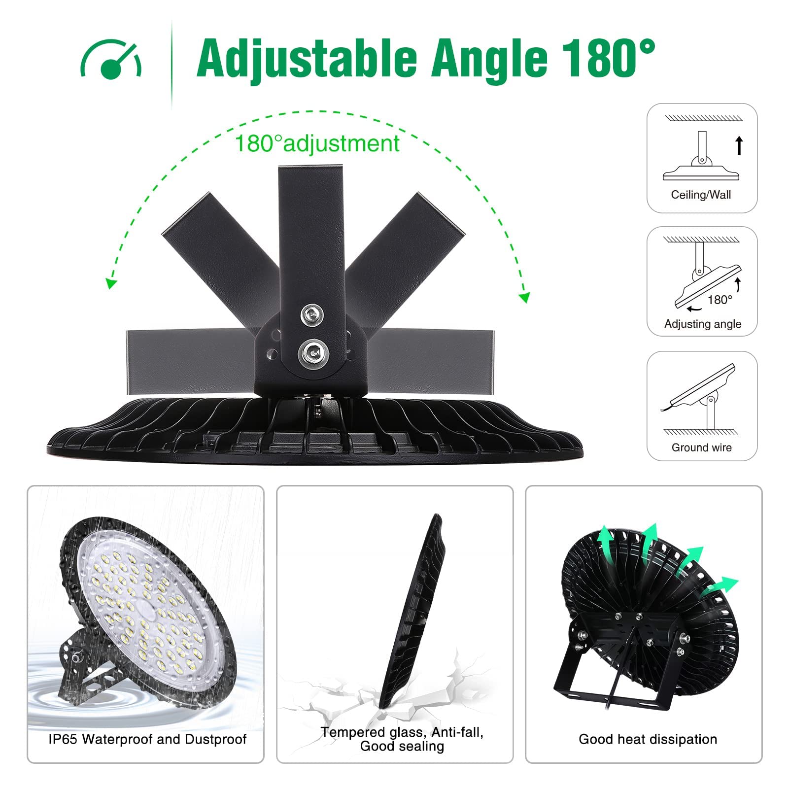 300W UFO Lamps LED High Bay Light IP65 Waterproof LED Lights Commercial Bay Lighting 30000LM 6000K Factory Warehouse — view 5