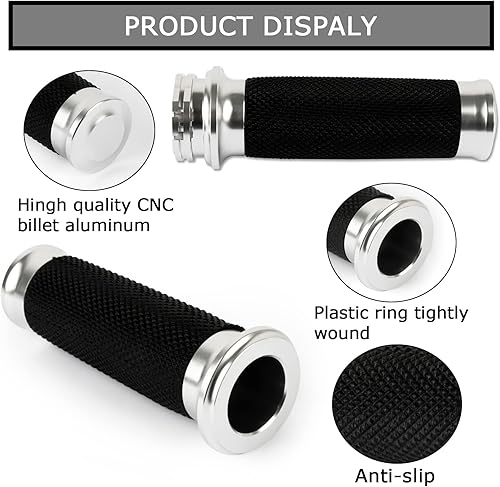 Miniatura 4 de PSLER Empuñaduras de mano negras para motocicleta de 1 pulgada universales para Touring Street Glide FLHX Suzuki Bobber Chopper Cafe Racer