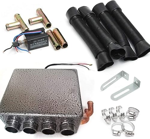 Miniatura 3 de Calentador universal de 12 V con 4 puertos para debajo del salpicadero, con interruptor de velocidad, gris, para automóvil, camión, barcos,