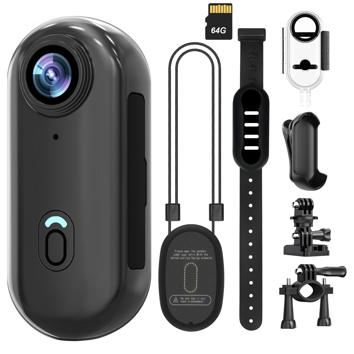 4K WIFI POV Action Body Camera 64GB, Thumb Size Mini Bodycam, Waterproof Magnetic Wearable Hand-free Portable Sports Action Cameras, Snapcam Mount Anywhere for Cycling, Skiing, Swimming, Walking