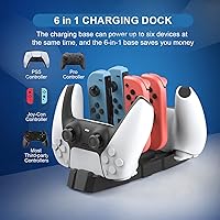 Vista 2 de Estación de carga para controlador de interruptor para Nintendo Switch y OLED, base de carga profesional para JoyCon/Pro/controlador PS5/Xbox