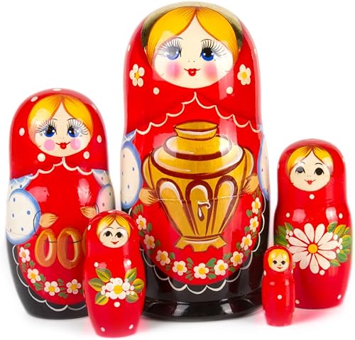 Books.And.More Samovar - Juego de 5 muñecas de Matryoshka
