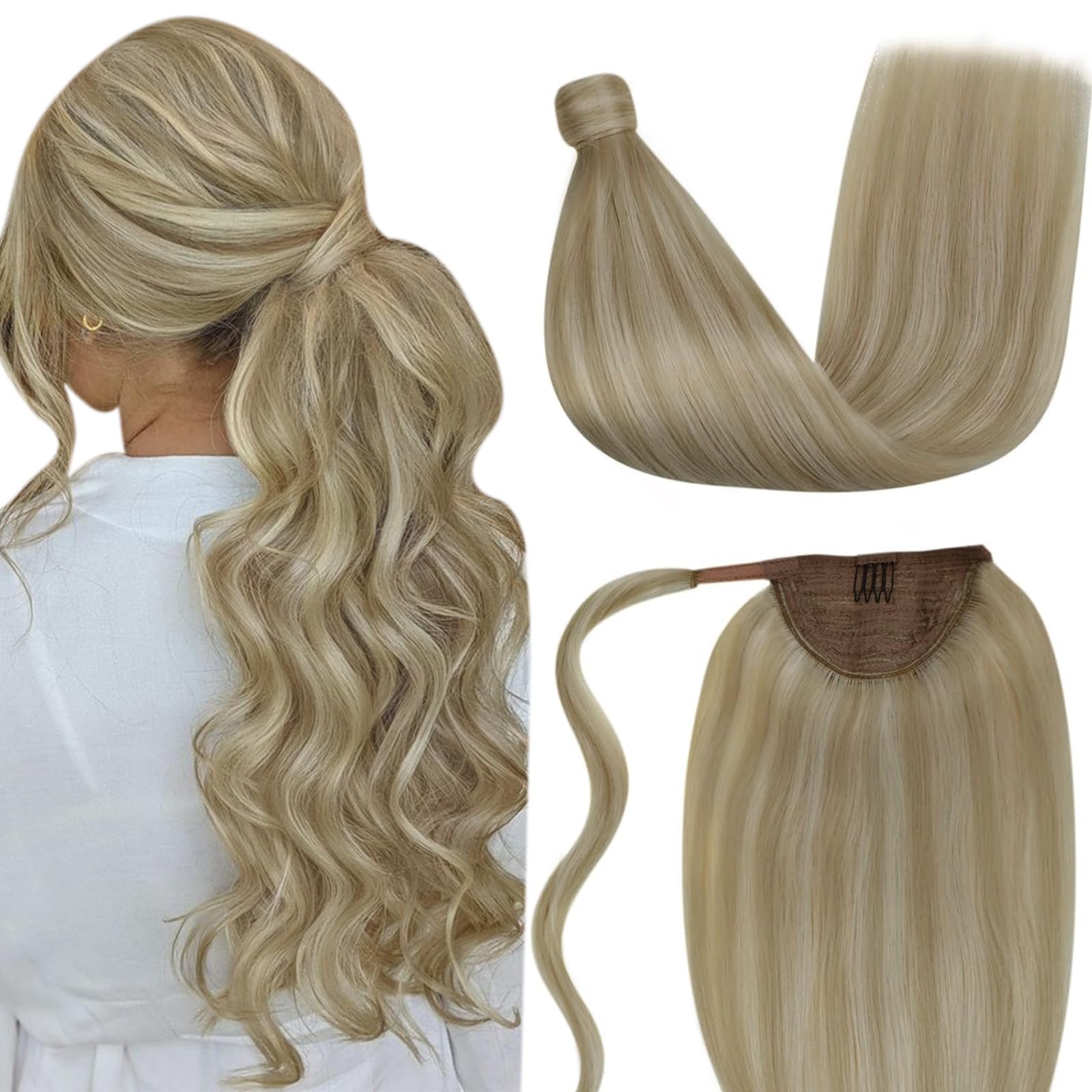 LaaVoo Wire Hair Extensions Human Hair 18 Inch Medium Brown Wire Human Hair Extensions Light Brown Human Hair Extensions Long Straight Hair 86g — view 43