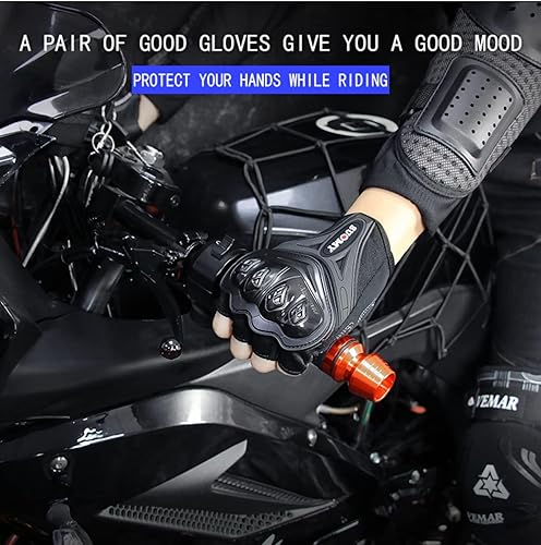 Miniatura 5 de Guantes de motocicleta para hombre, medio dedo, malla transpirable, guantes de motocicleta para nudillos duros, para pantalla táctil, guantes
