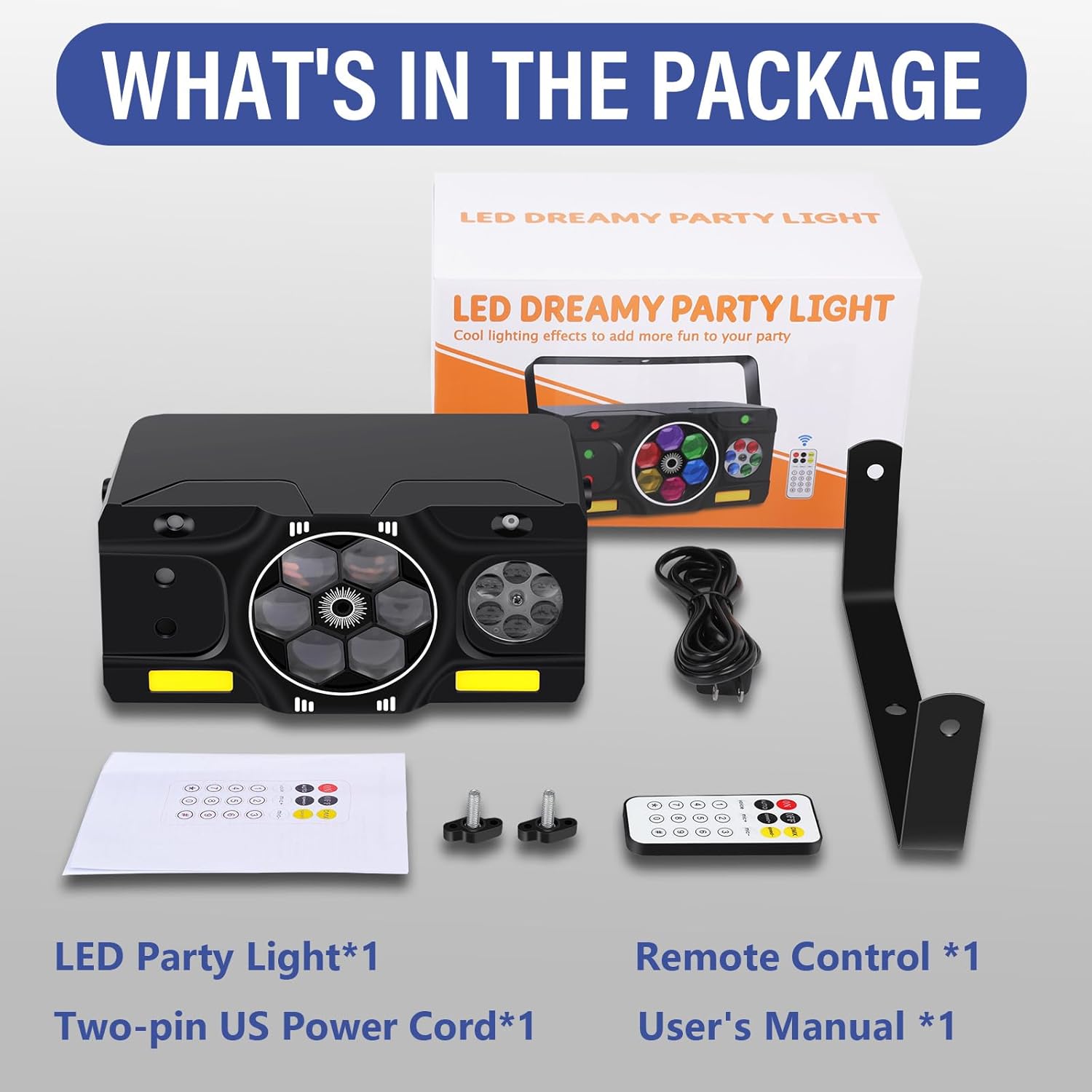 Telbum DJ Party Lights, 80W 6IN1 LED DJ Disco Light DMX & Remote Control, RGBW Bee-Eye Effect - Multi Patterns - White Strobe Effect, Sound Activated Stage Light for Wedding Dance Gig Bar Rave