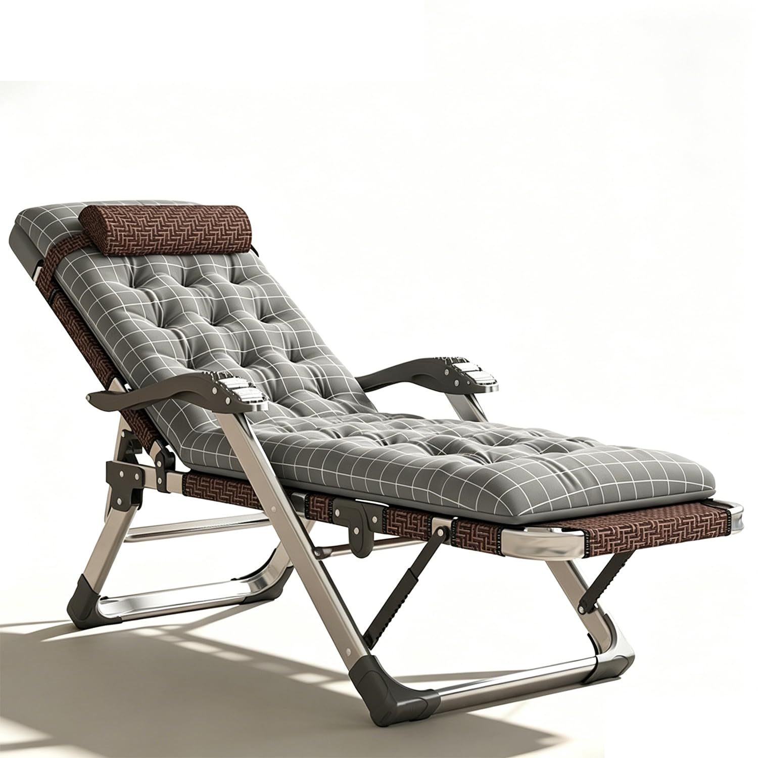 Chaise longue d'extérieur marron avec coussin pour vos moments de détente au jardin