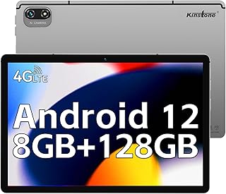 kinstone Android 12 Tablets-10.1Inch Gaming Tablet with 4G LTE/5G WIFI-8GB RAM+128GB ROM-Dual Camera 5+13MP-Upgrade 2.0GHz Octa-Core Processor-1920 x 1200 FHD IPS-8000mAh Battery Capacity(Sliver)
