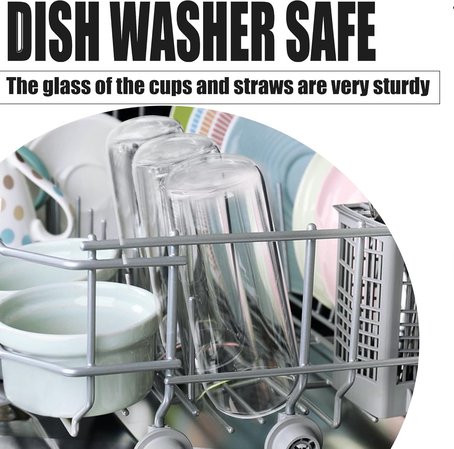 6 Pack 24oz Drinking Glasses Iced Coffee Cups Can Tumbler Glasses with Bamboo Lids and Straws Tumbler Glasses Cups Can Shaped Glass Gups Large Drinking Can Cups for Boba Smoothies Soda Juice Tea - Image 4