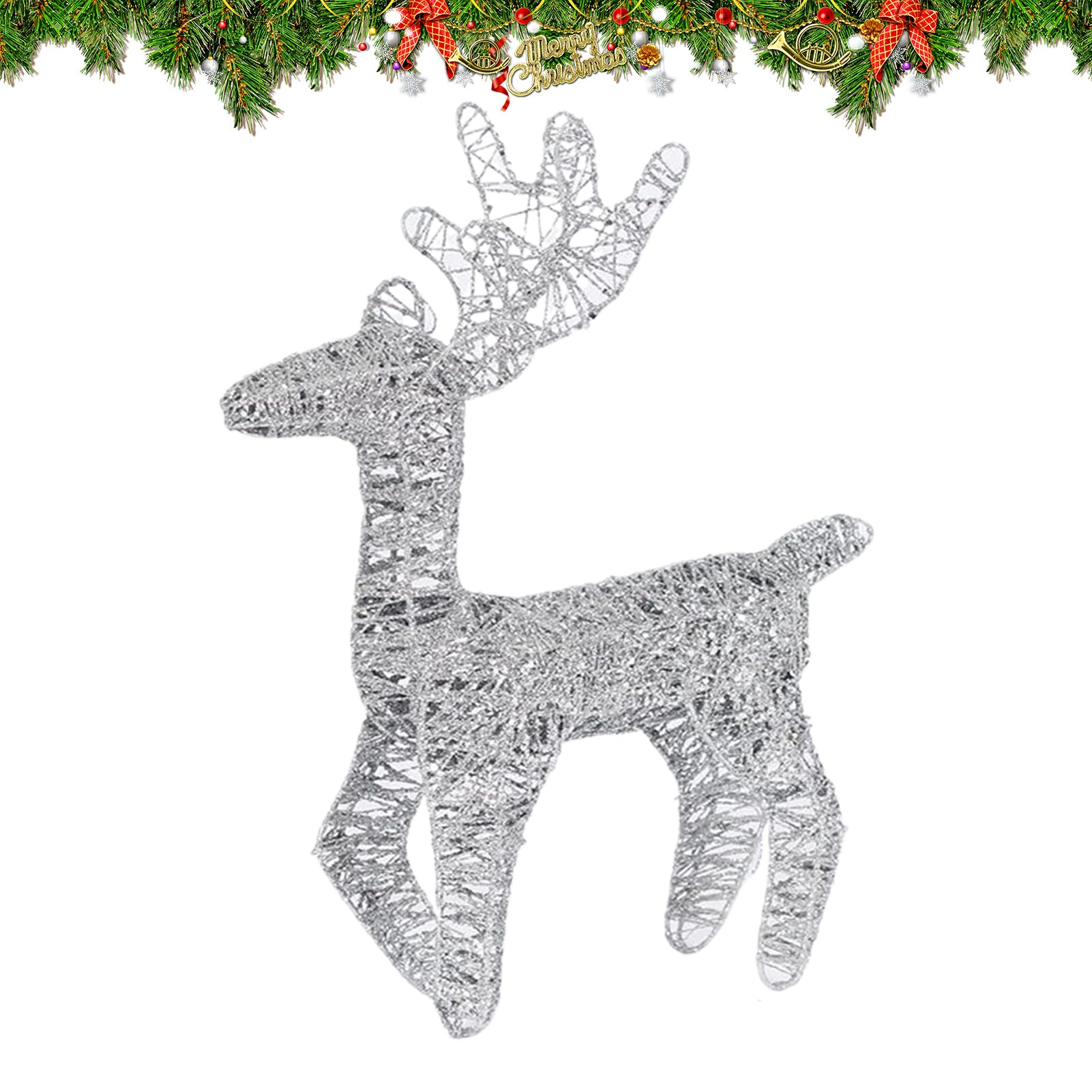 Renne De Noël avec Illumination Décoration Festive Anti-Rouille pour Fêtes | Décorations de Noël de Cerf Lumineux Pour La Decoration Intérieure Pièce Jardin Devant Pelouse Jardin Porche
