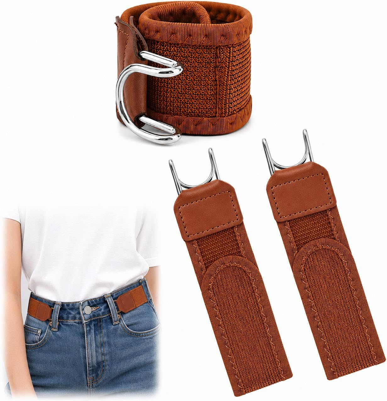 Invisible No-Show Elastic Waist Belt - Buckle-Less Adjustable Stretch Belt for Men, Women and Kids - Lightweight Comfortable No-Hassle Belt for Jeans, Shorts and Casual Pants-image-12