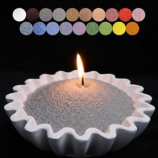 Aufien Candle Sand with Wicks, 21.4 Oz Pearled Candle, DIY Bead Powder Sand Wax Making kit Refillable Non Toxic for Handmade, Wedding and Halloween Christmas Decorations Light Gray Unscented