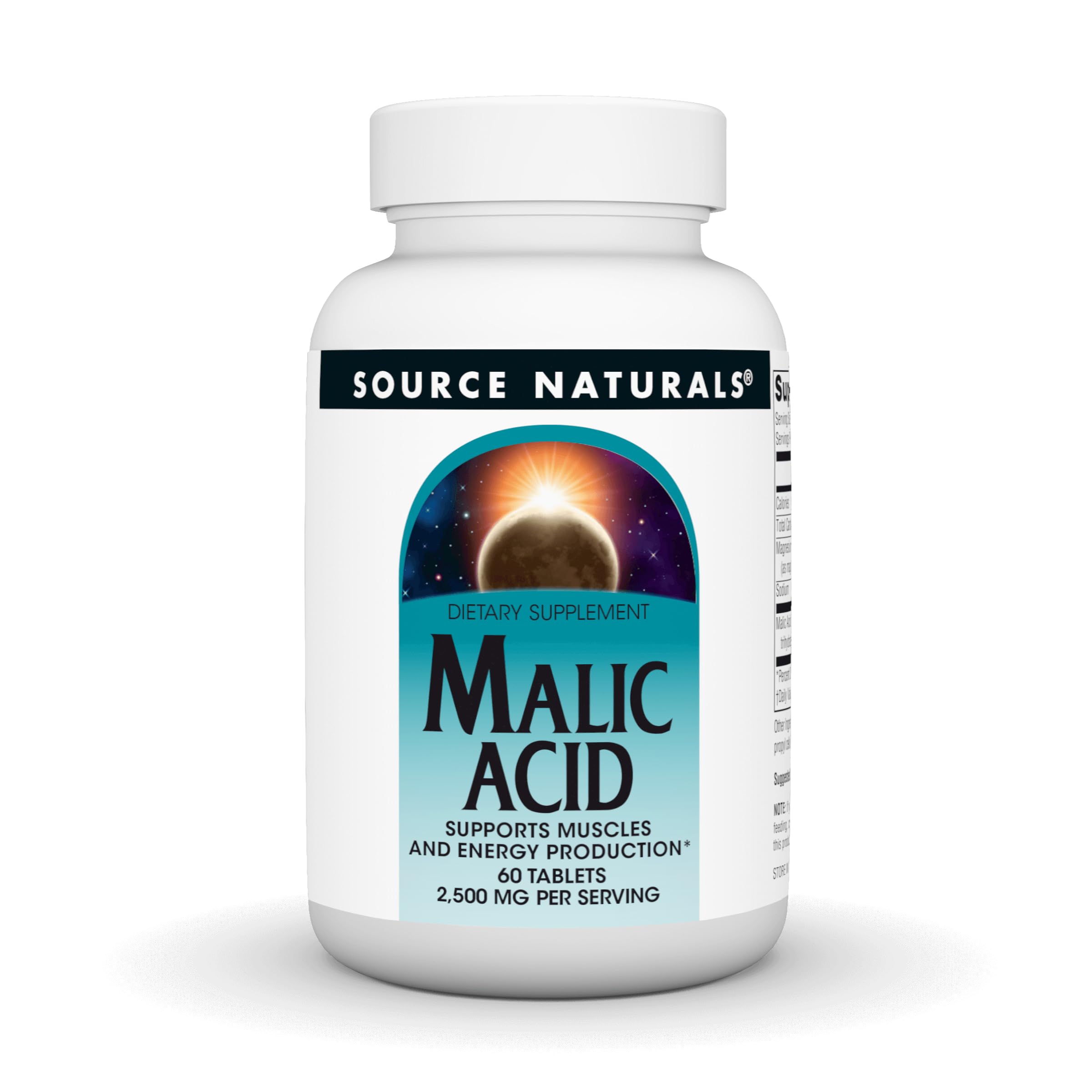 Source Naturals, Malic Acid - 2,500 mg - 60 Tablets 60 Count (Pack of 1)
