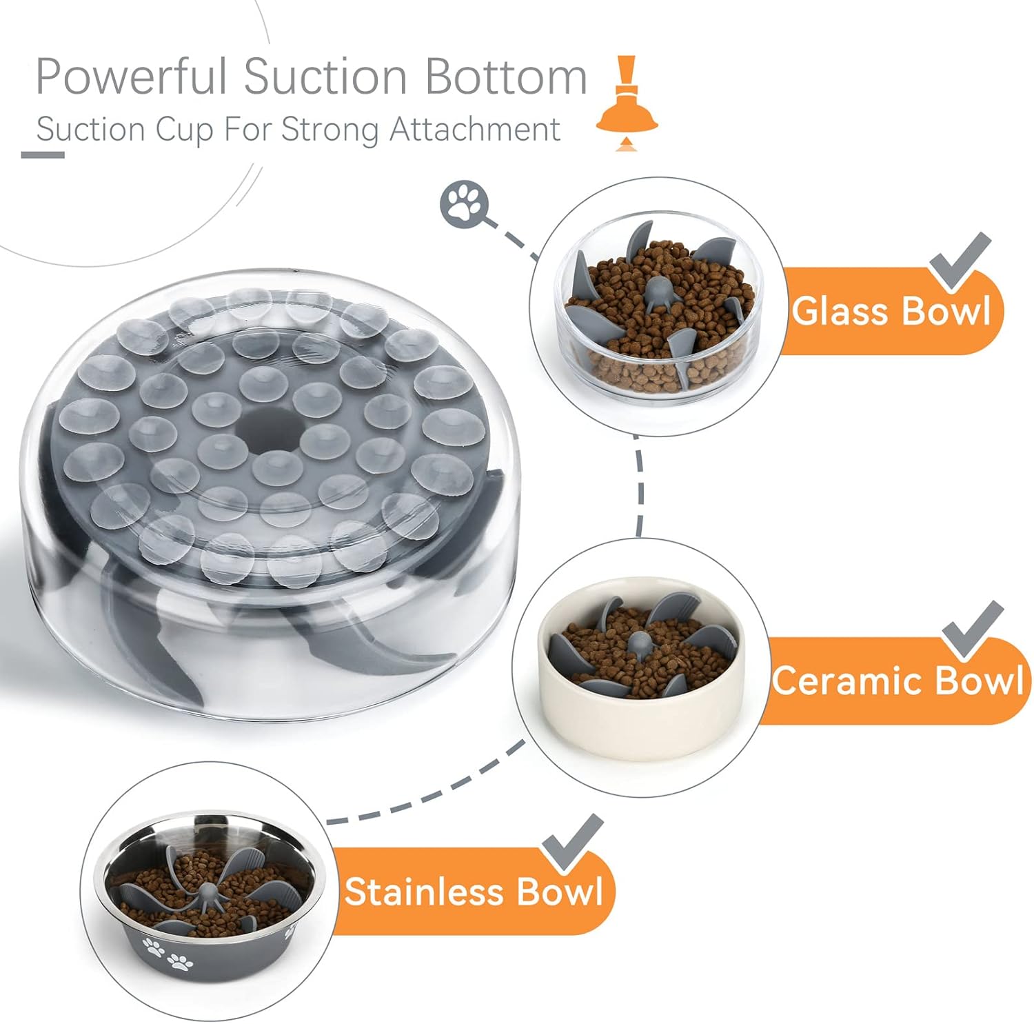 PETTOM Dog Feeder Slow Food Accessory Slow Food Bowl Dish for Eating Space Slow Feeder Bowl Feeding Slow Food for Dogs, Adjustable Size Non-Slip 6