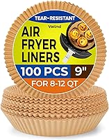 Vista 19 de 125 forros pequeños desechables de papel pergamino para freidora de aire con canastas de 2 y 2.1 cuartos de galón, hojas de papel de hornear