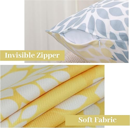 Miniatura 3 de LALILO Juego de 4 fundas de almohada decorativas de color amarillo y verde azulado de 18 x 18 pulgadas, fundas de almohada suaves de verano con