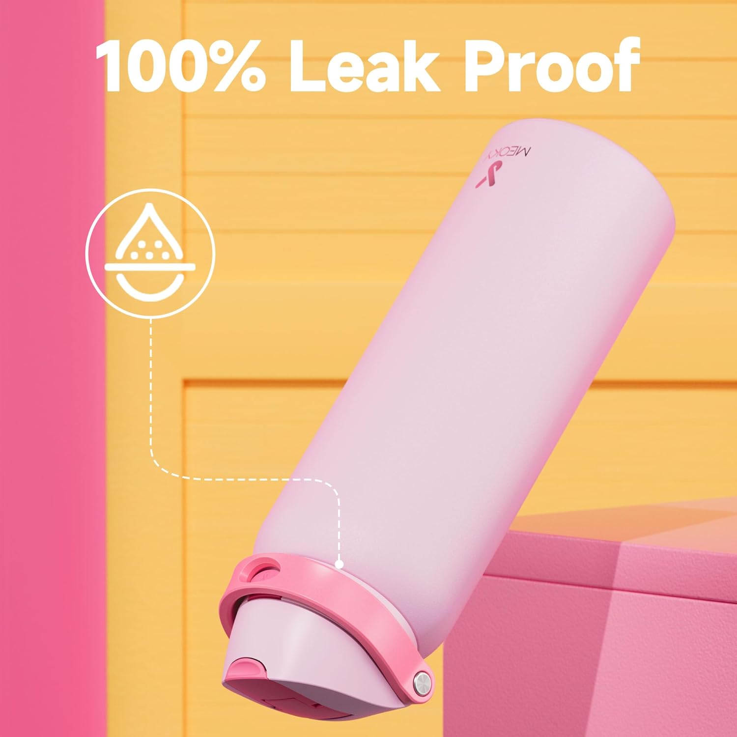 40 oz Insulated Water Bottle for Sports: Meoky Stainless Steel Water Bottle with 2-in-1 Straw and Spout Lid - Leak Proof, Cold for 24 Hours, Protective Silicone Base, BPA-Free for Women Gym, Blush - Image 7