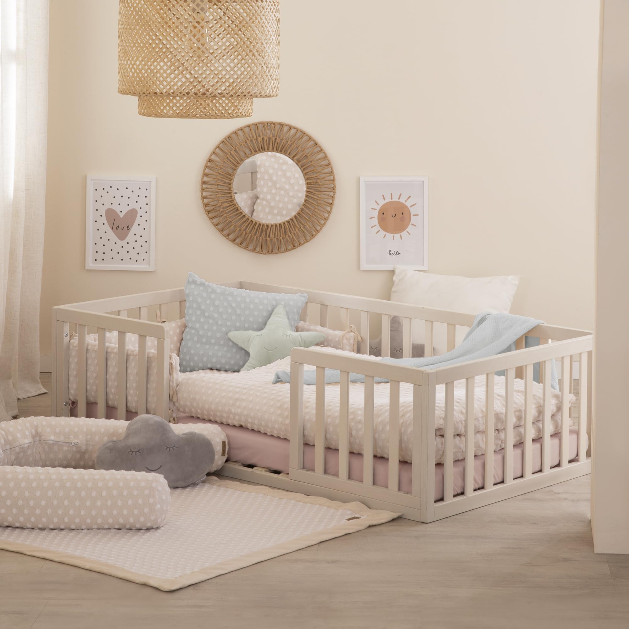 roba Biancheria da Culla Frosty Almond - Federa 35 x 40 cm + Copripiumino 80 x 80 cm - Certificato GOTS e Oeko Tex - Cotone Bio Traspirante - Beige