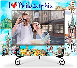 Philadelphia Souvenirs Wood Photo Frame Wedding Honeymoon Vacation Gifts for Couple Tabletop Display 4 x 6 Picture Frame Gifts for Friends BFF, Philadelphia Home Office Desk Holiday Decorations -15